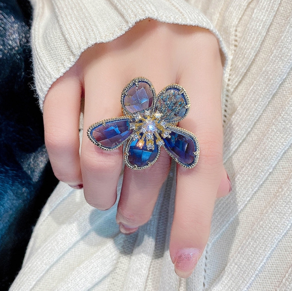 Trendy Blue Color Fashion Hip-hop Rings